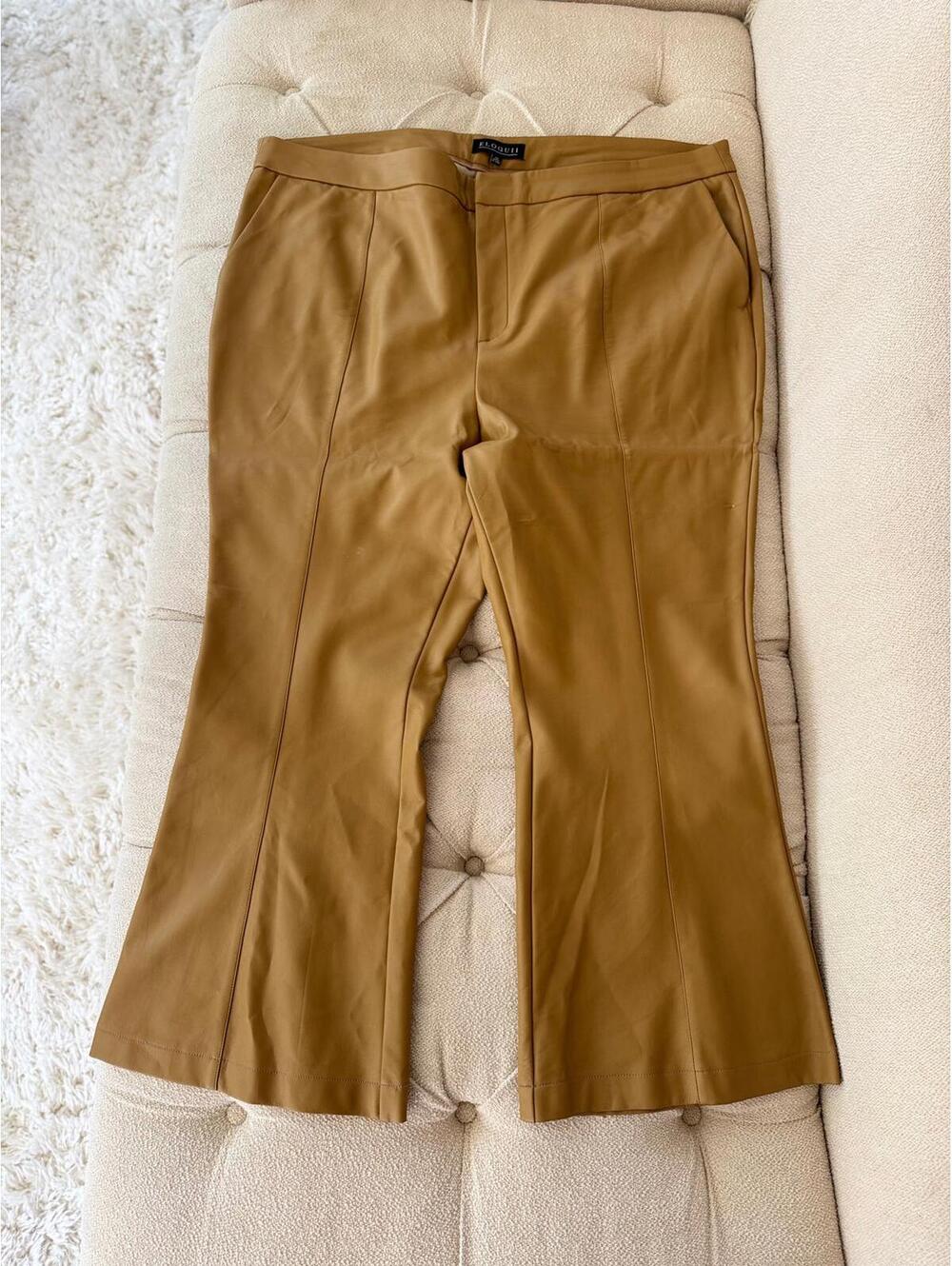 Eloquii Tan Leather Pants - Size 22